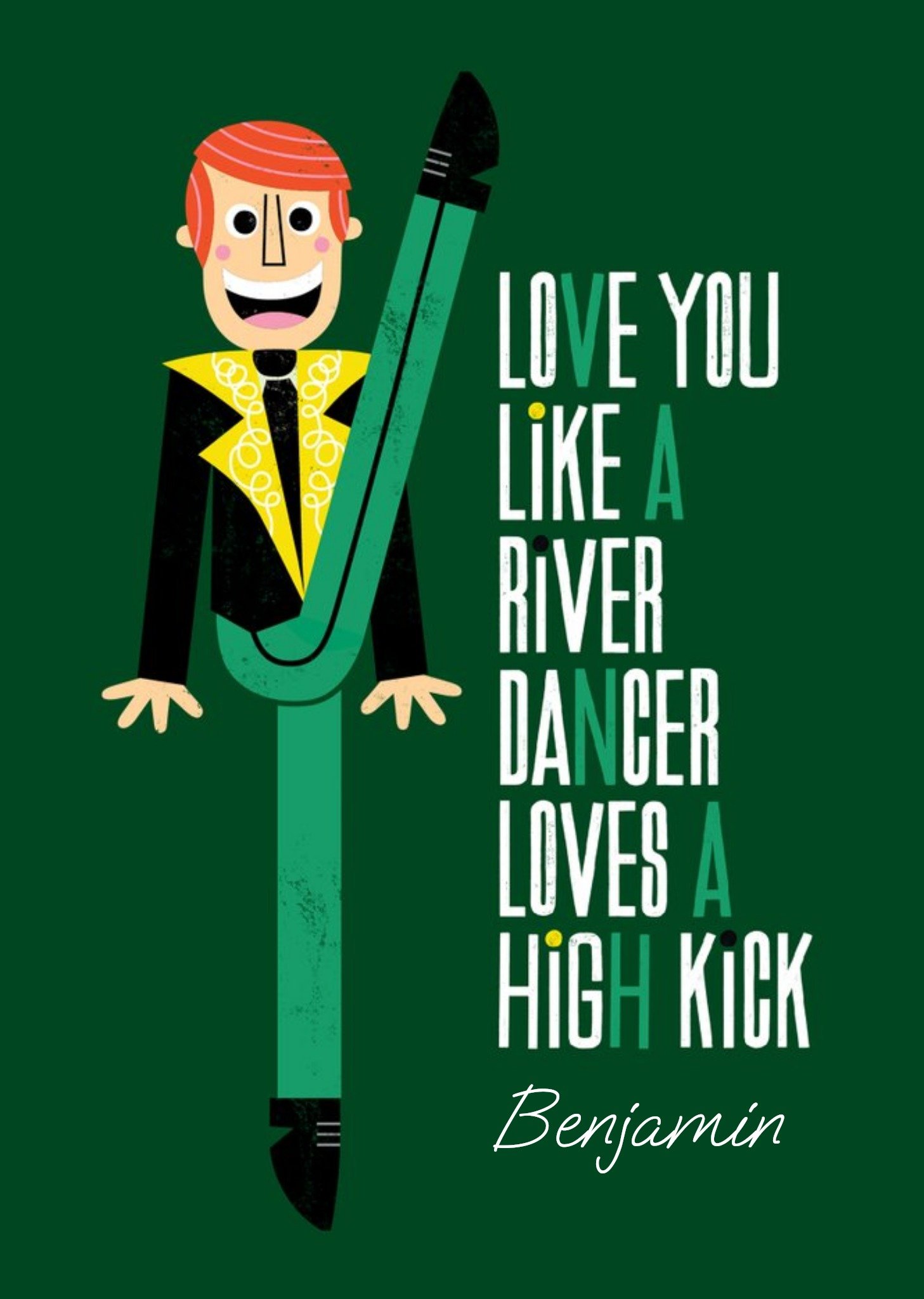 Moonpig Kate Smith Love You Like A River Dancer Loves High Kicks Funny Card Ecard