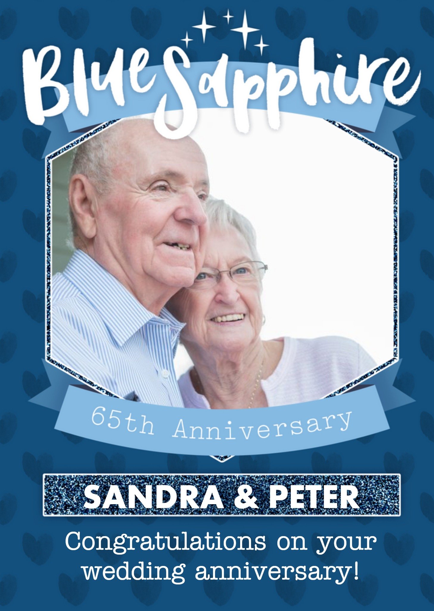 Moonpig Sapphire 65th Anniversary Personalised Card, Large