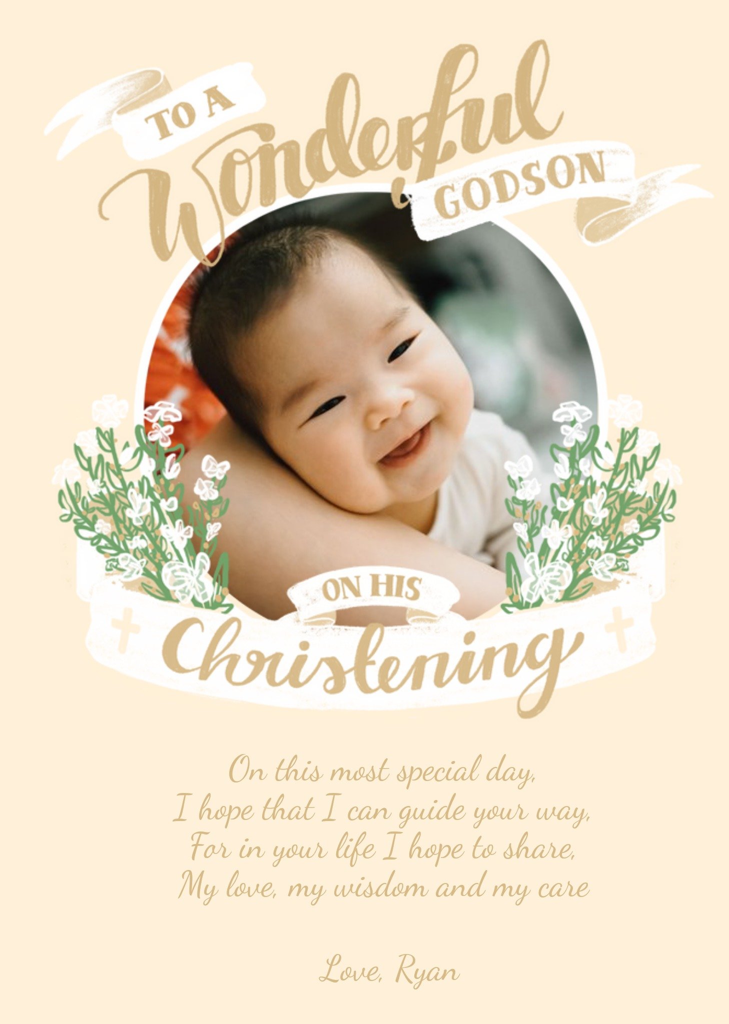 Banner Wonderful Godson Christening Photo Upload Card Ecard