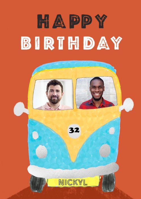 Illustrated Campervan Birthday Photo Upload Card From Perfectly Imperfect Prints By Rhea