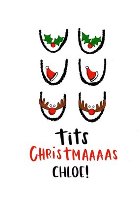 Modern Funny Tits Christmas Card