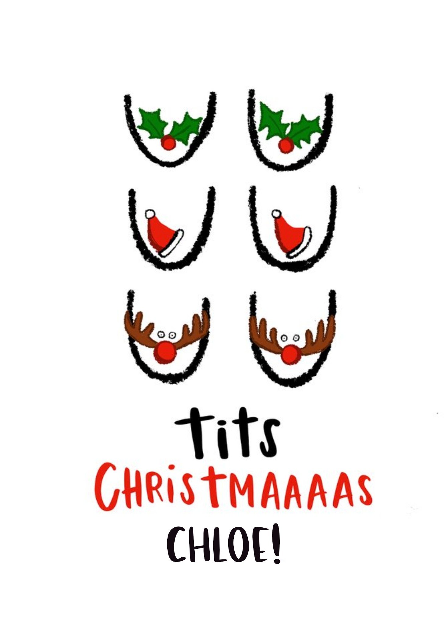 Modern Funny Tits Christmas Card Ecard