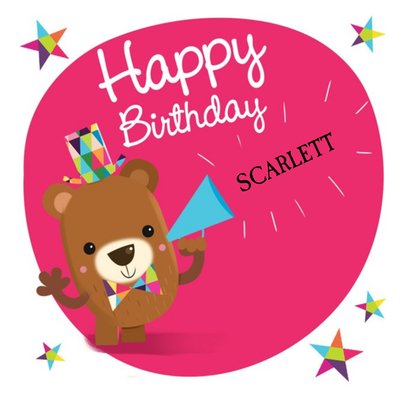 Cartoon Bear Happy Birthday Kids Card