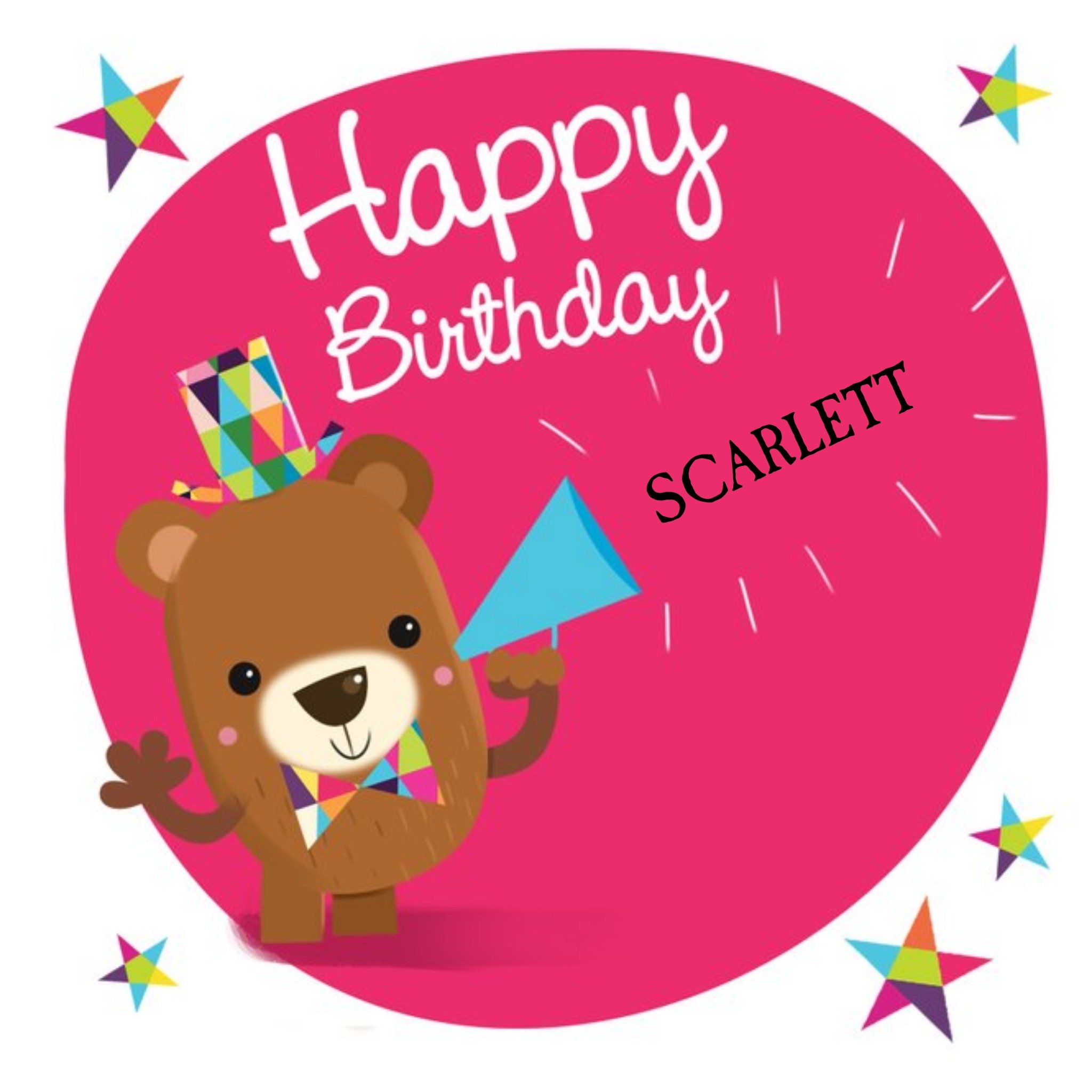 Moonpig Cartoon Bear Happy Birthday Kids Card, Square