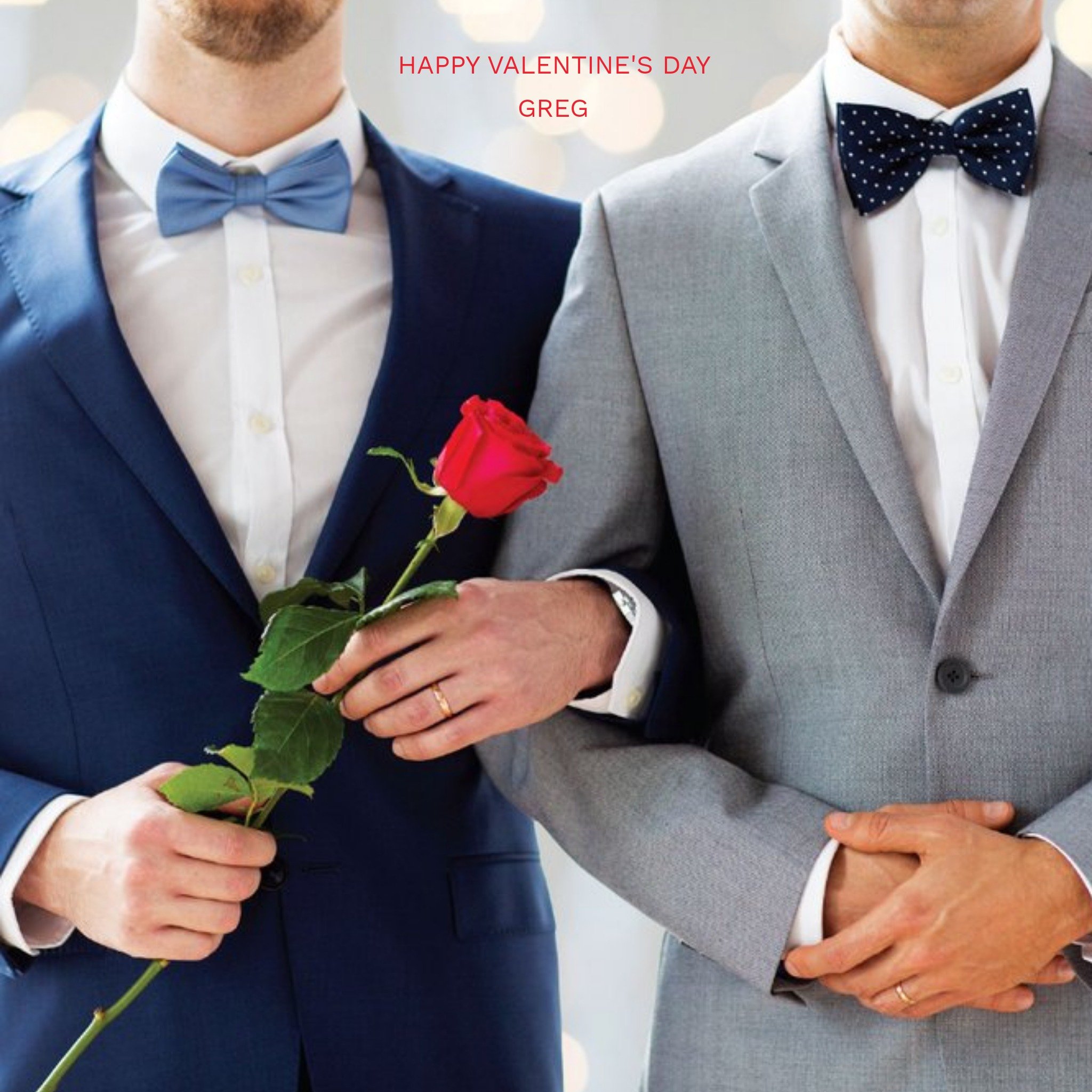 Modern Photographic Gay Couple Happy Valentines Card, Square