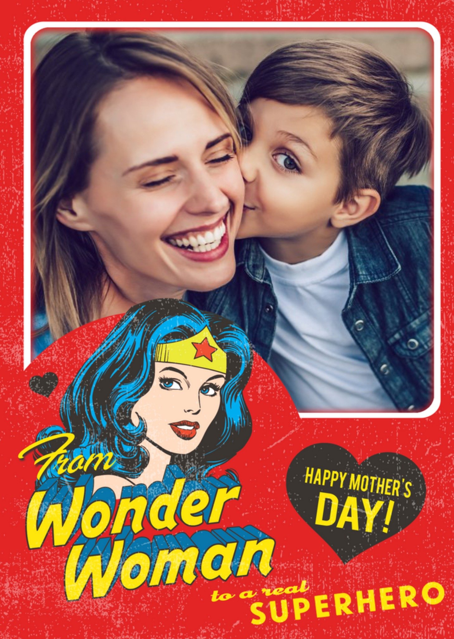 Moonpig Wonder Woman To A Superhero Happy Mother's Day Photo Card, Large