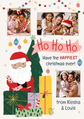 Sweet Illustrated Santa Claus With Presents Photo Upload Christmas Card