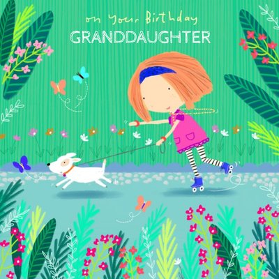 On Your Birthday Granddaughter Illustrated Roller Skating Girl Card