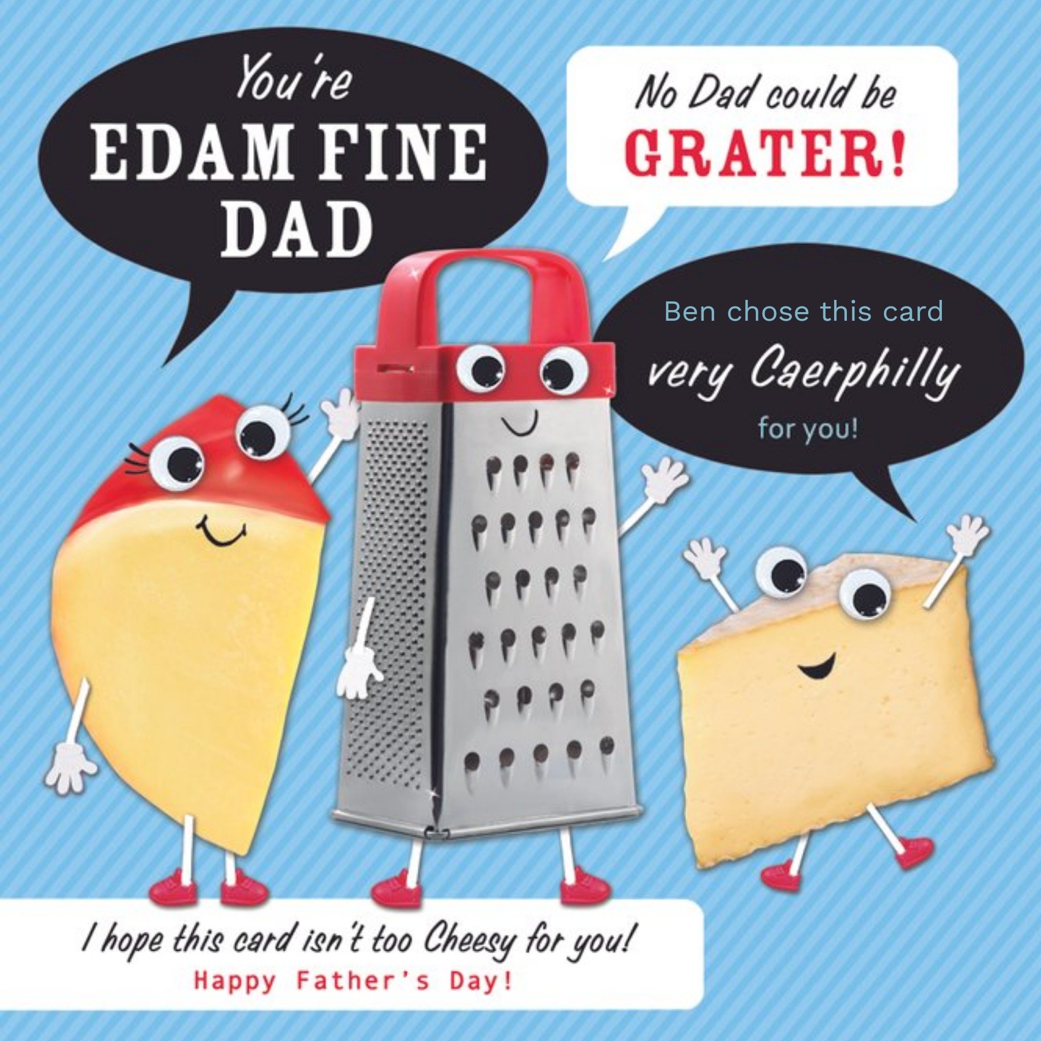Moonpig Cheesy Puns Happy Fathers Day Card, Square