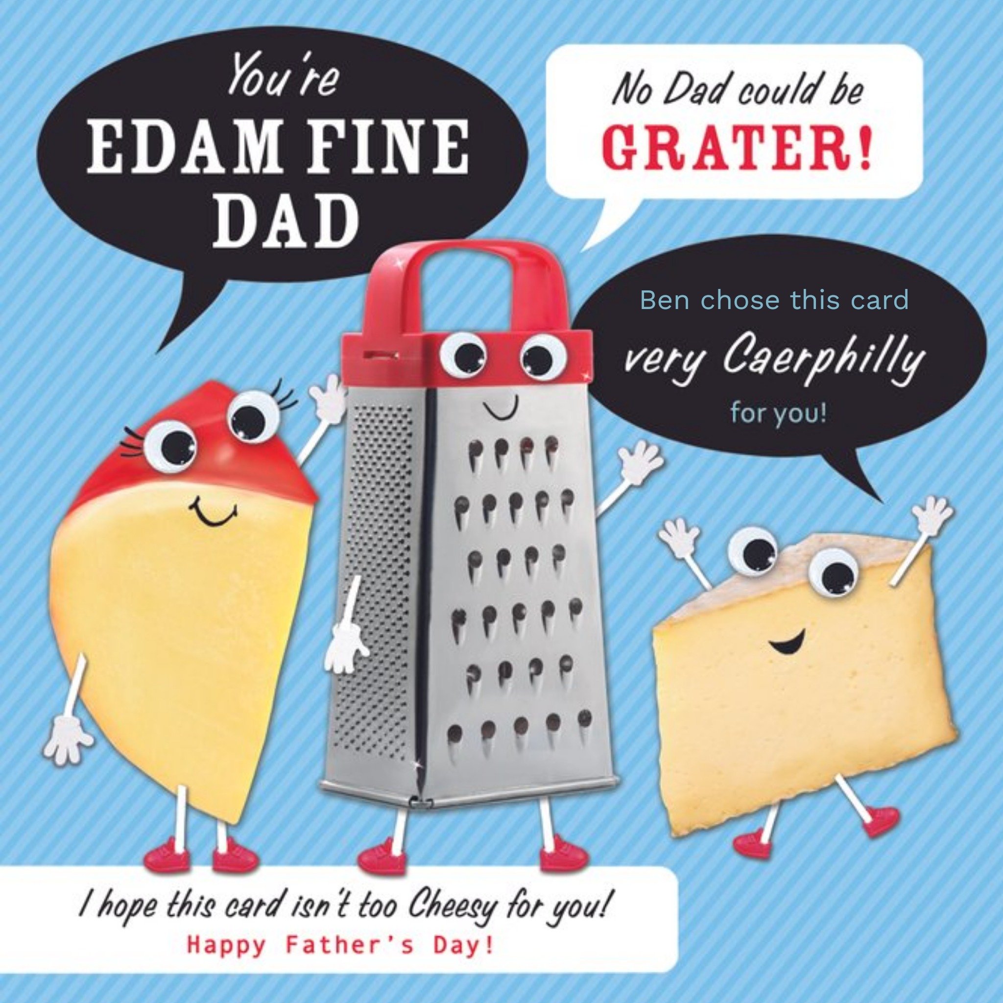 Cheesy Puns Happy Fathers Day Card, Square