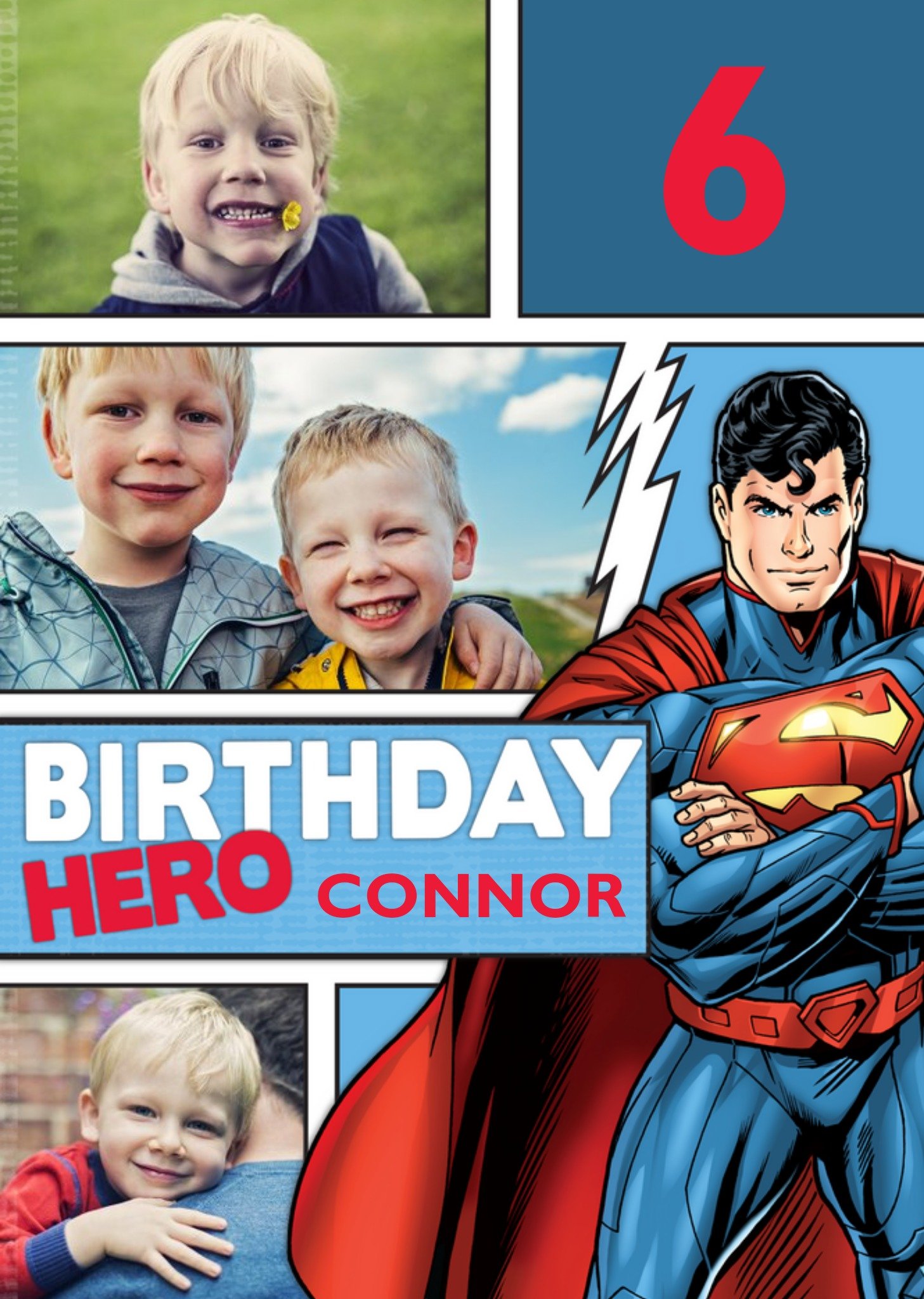 Other Superman Birthday Hero Personalised Happy 6th Birthday Card, Large
