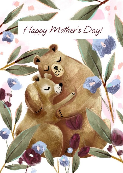 Mum and Baby Bear Illustrated Mother's Day Card