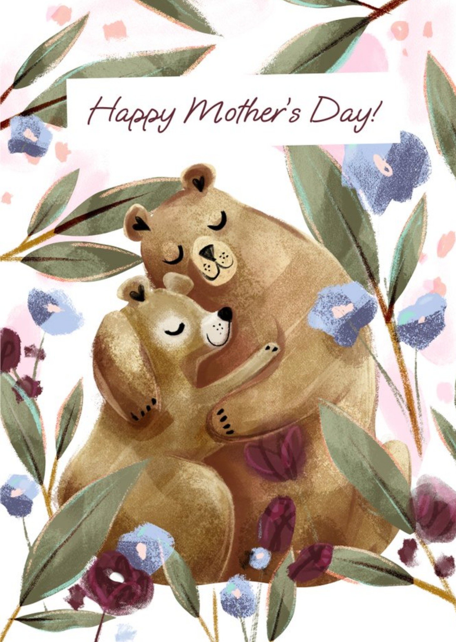 Moonpig Mum And Baby Bear Illustrated Mother's Day Card Ecard