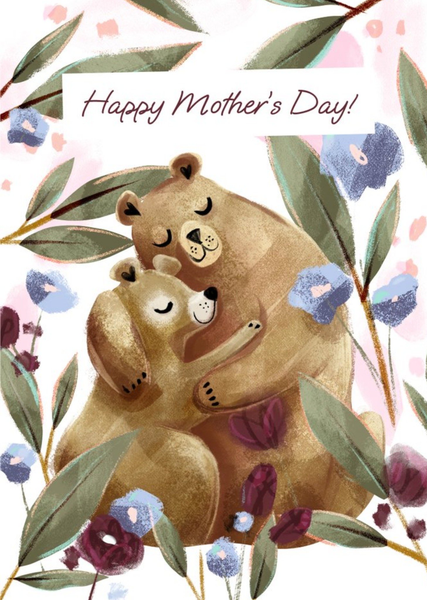 Mum And Baby Bear Illustrated Mother's Day Card