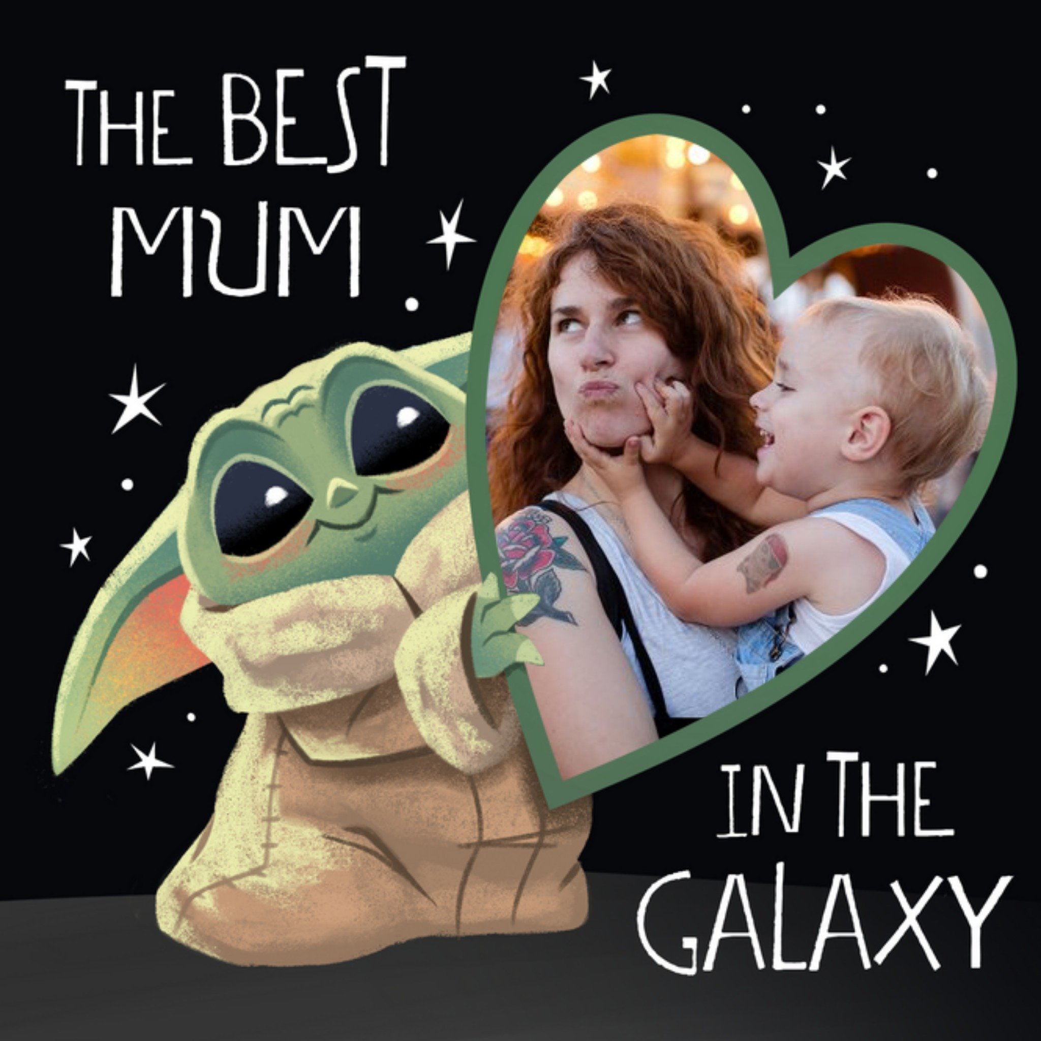 Disney Star Wars The Mandalorian The Best Mum In The Galaxy Photo Upload Mother's Day Card, Square