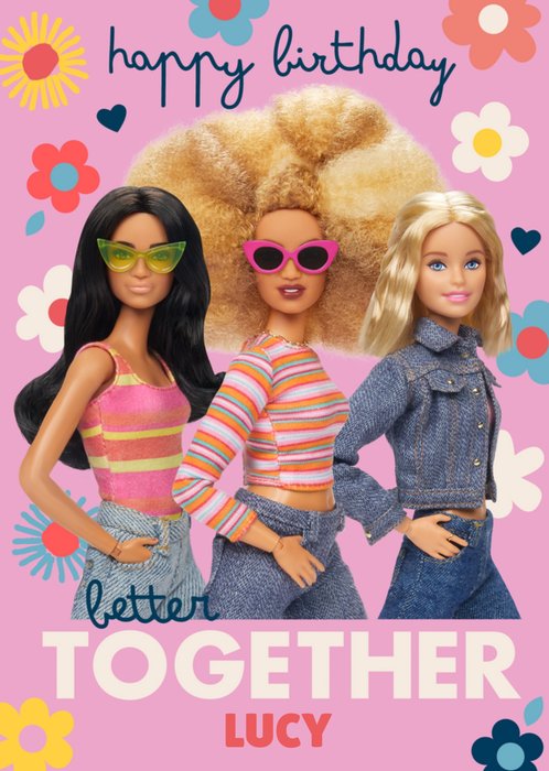 Barbie Doll And Friends Better Together Fun Bright Birthday Card