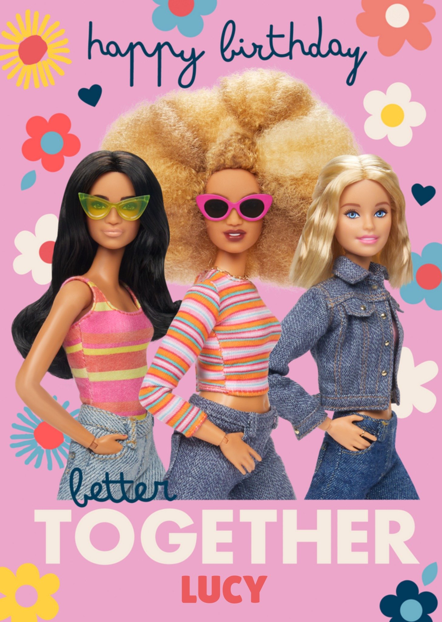 Barbie Doll And Friends Better Together Fun Bright Birthday Card, Large