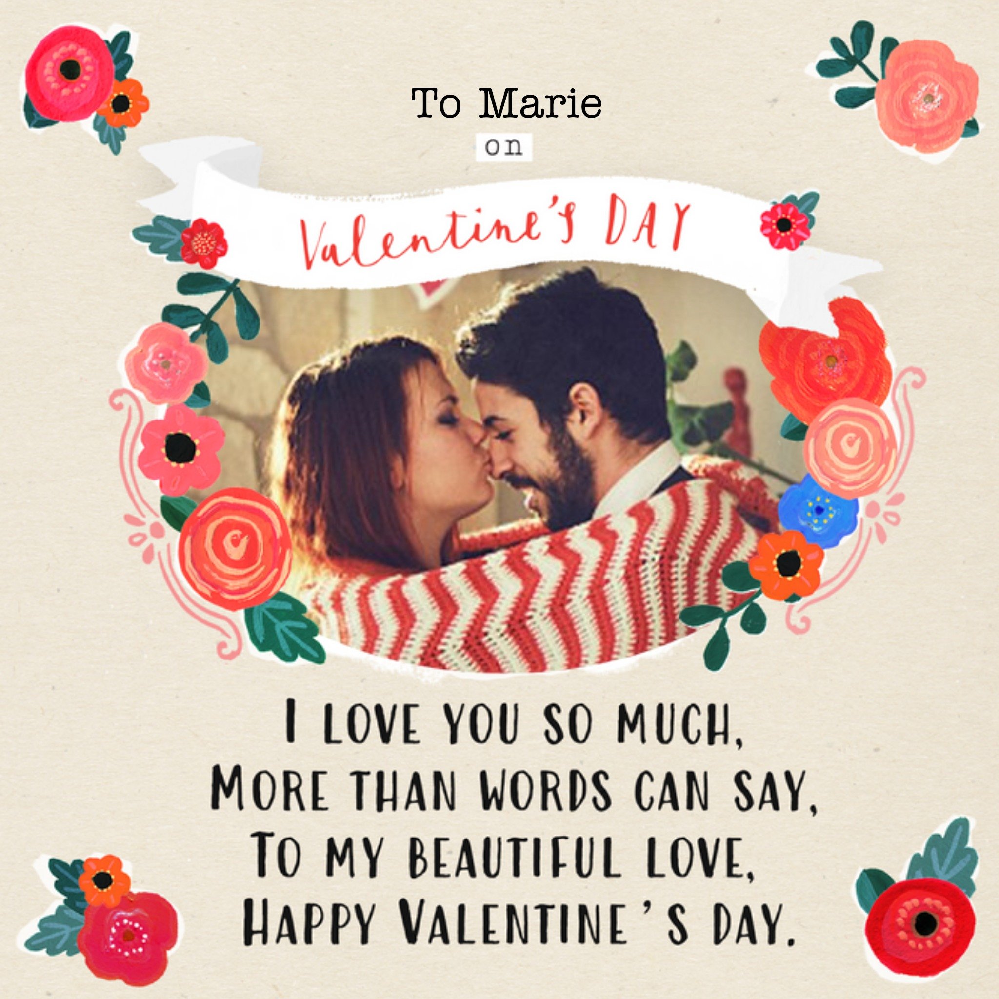Moonpig To My Beautiful Love Personalised Photo Upload Valentine's Day Card, Large