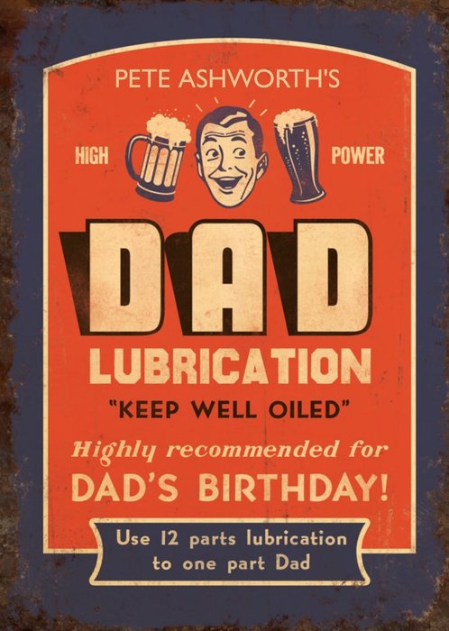 Dad Keep Well Oiled Retro Beer Birthday Card