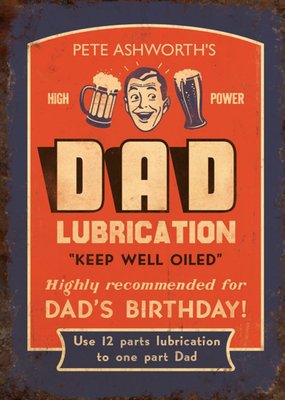 Dad Keep Well Oiled Retro Beer Birthday Card