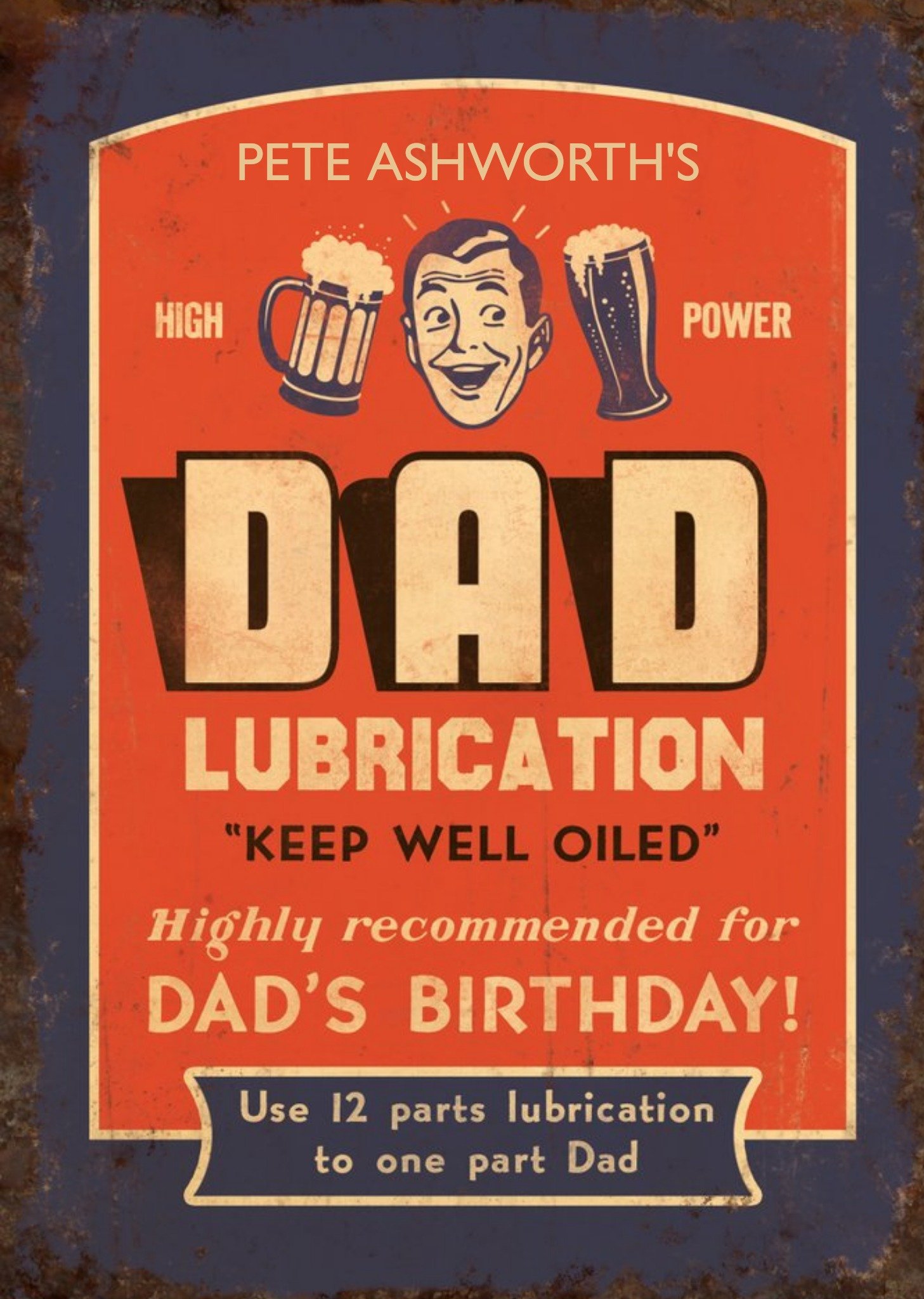 Dad Keep Well Oiled Retro Beer Birthday Card Ecard