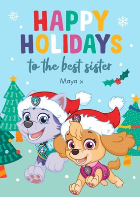 Paw Patrol Skye and Everest Happy Holidays Sister Card