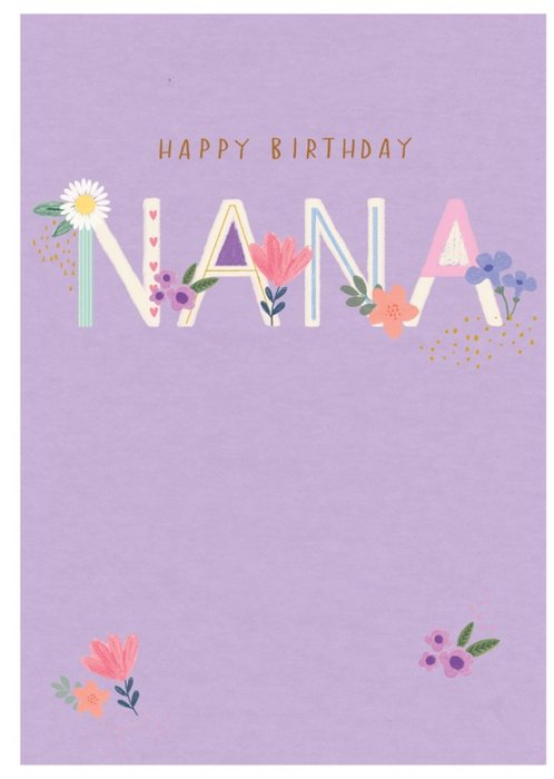GUK Purple Floral Illustrated Nana Birthday Card