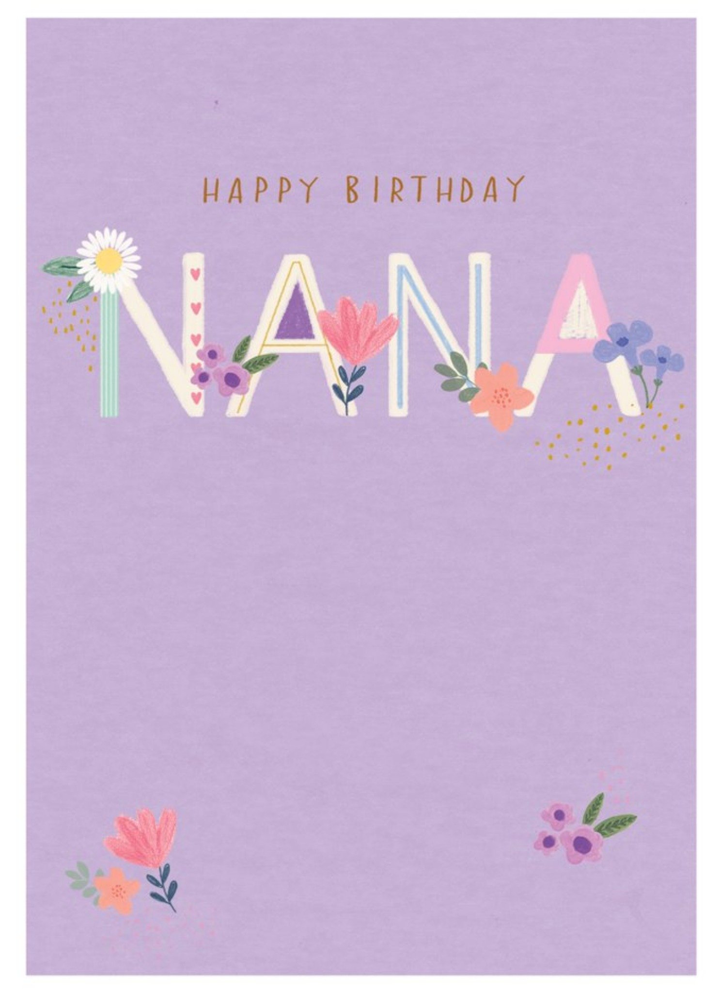 Moonpig Guk Purple Floral Illustrated Nana Birthday Card Ecard