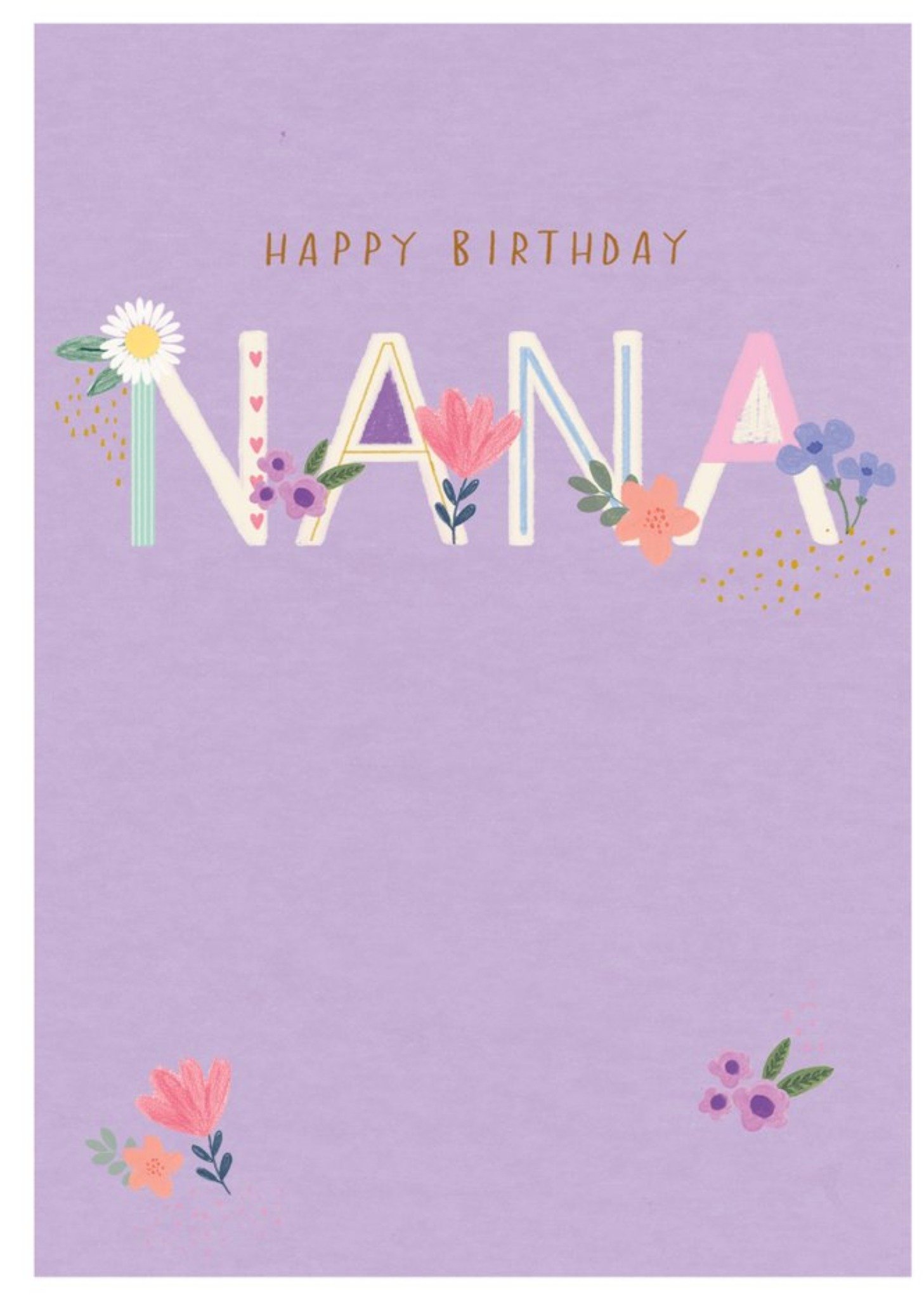 Guk Purple Floral Illustrated Nana Birthday Card Ecard