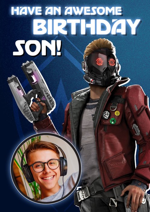 Guardians Of The Galaxy Awesome Birthday Son Photo Upload Birthday Card