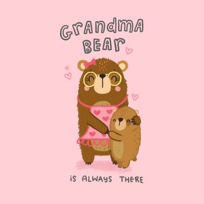 Blue Kiwi Illustration Cute Grandmother Bears Pink Birthday Card