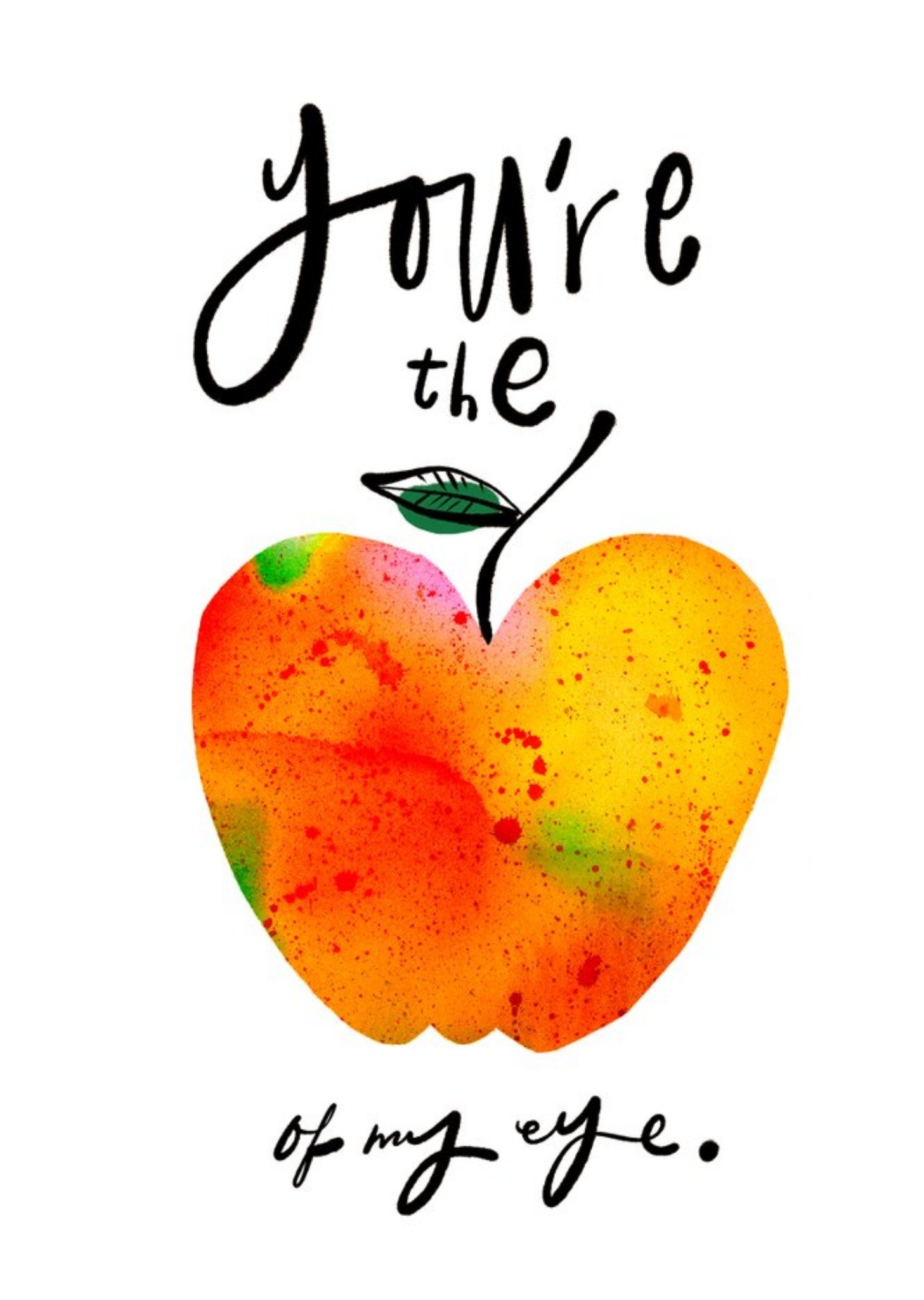 Illustrated Apple Typographic Birthday Card