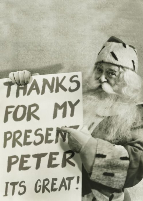 Father Christmas with sign