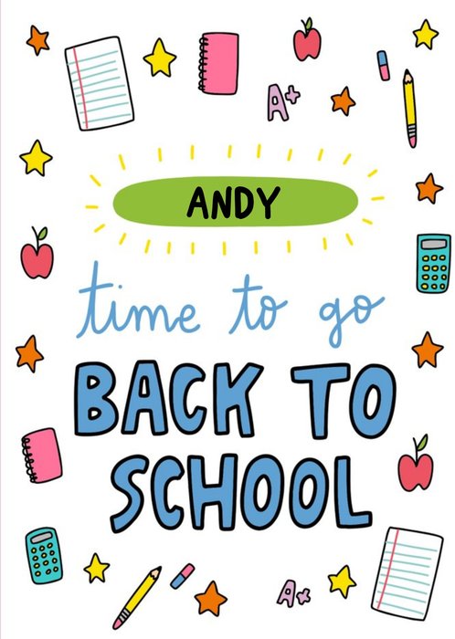 Illustrated School Stationery Fun Typography Back To School Card
