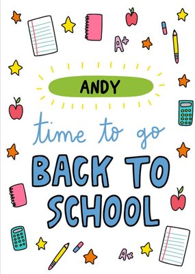 Illustrated School Stationery Fun Typography Back To School Card