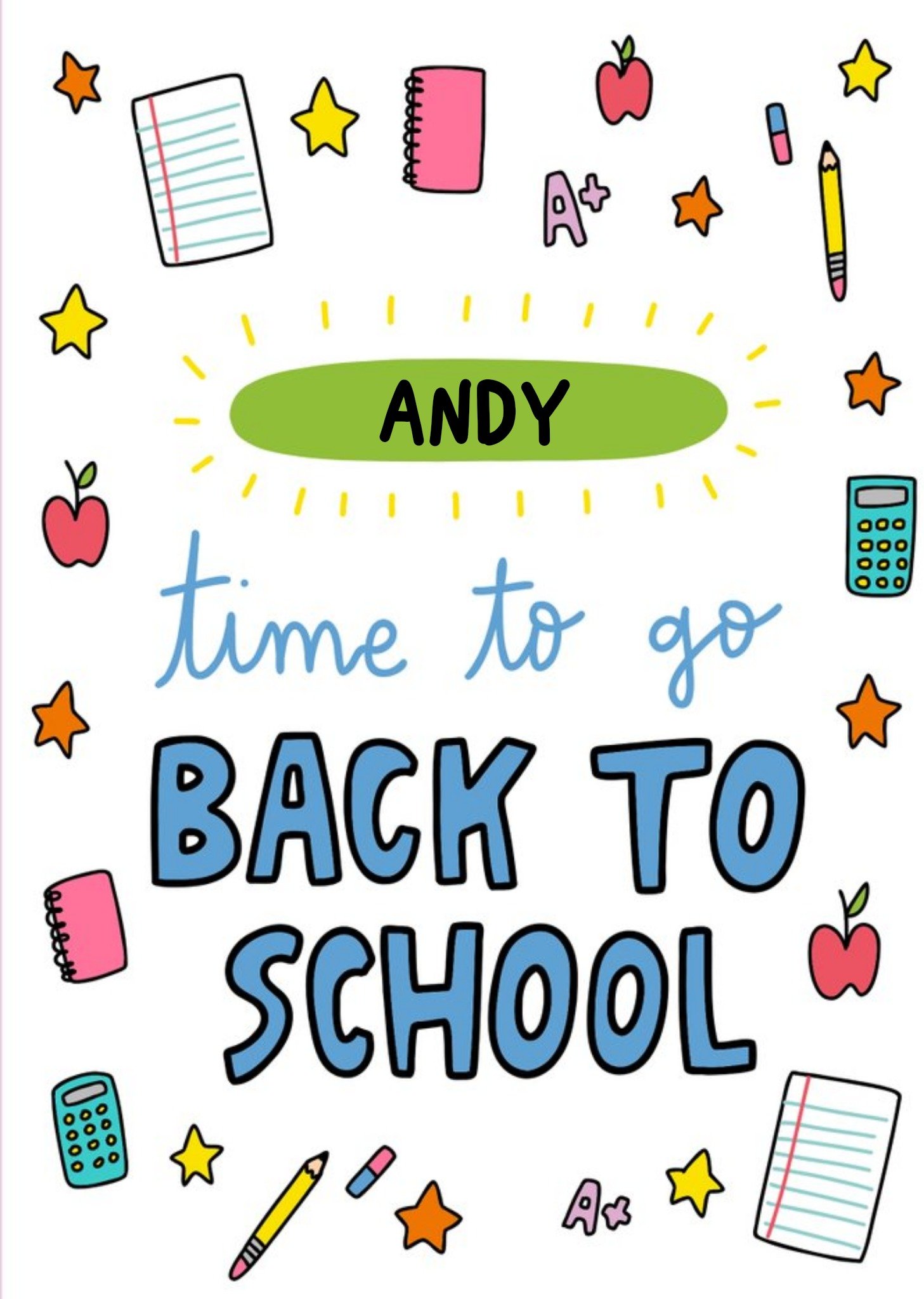 Illustrated School Stationery Fun Typography Back To School Card Ecard