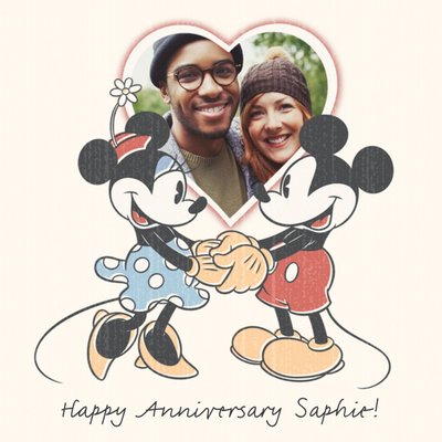 Disney Mickey And Minnie Heart Photo Upload Card