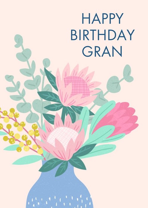 Illustration Of A Bouquet Of Flowers Gran's Birthday Card