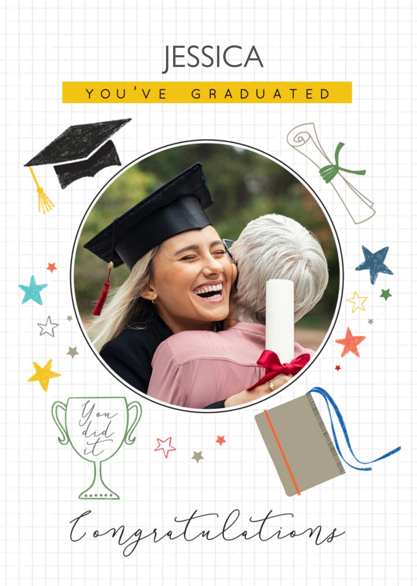 Illustrated Photo Upload Graduation Card Ecard