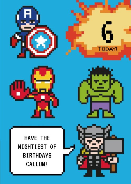 Marvel Comics Cartoon Characters 6th Birthday Card