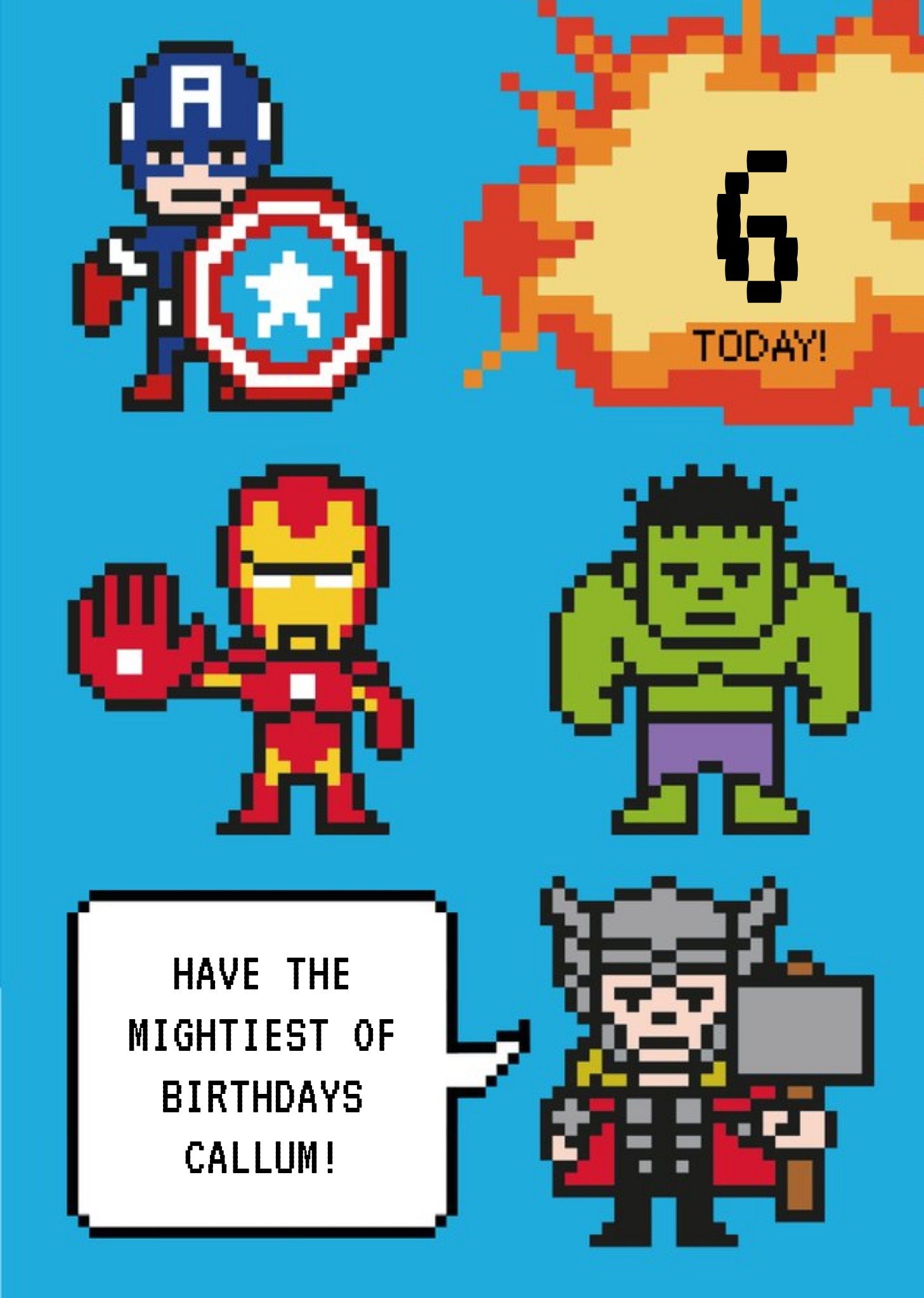 Marvel Comics Cartoon Characters 6th Birthday Card Ecard