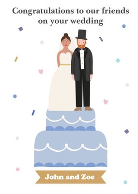 Illustration Of Figurines On A Wedding Cake On Your Wedding Day Congratulations Card