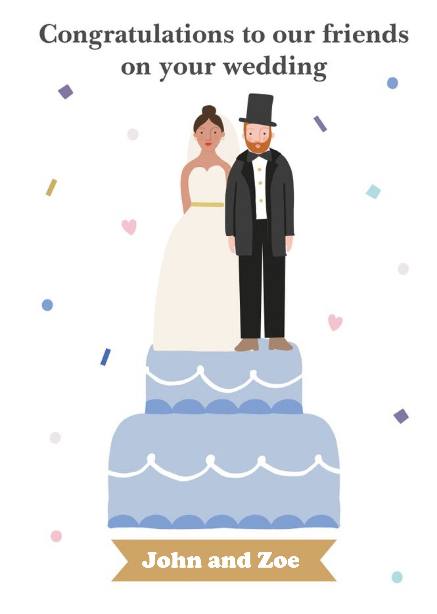 Moonpig Illustration Of Figurines On A Wedding Cake On Your Wedding Day Congratulations Card Ecard