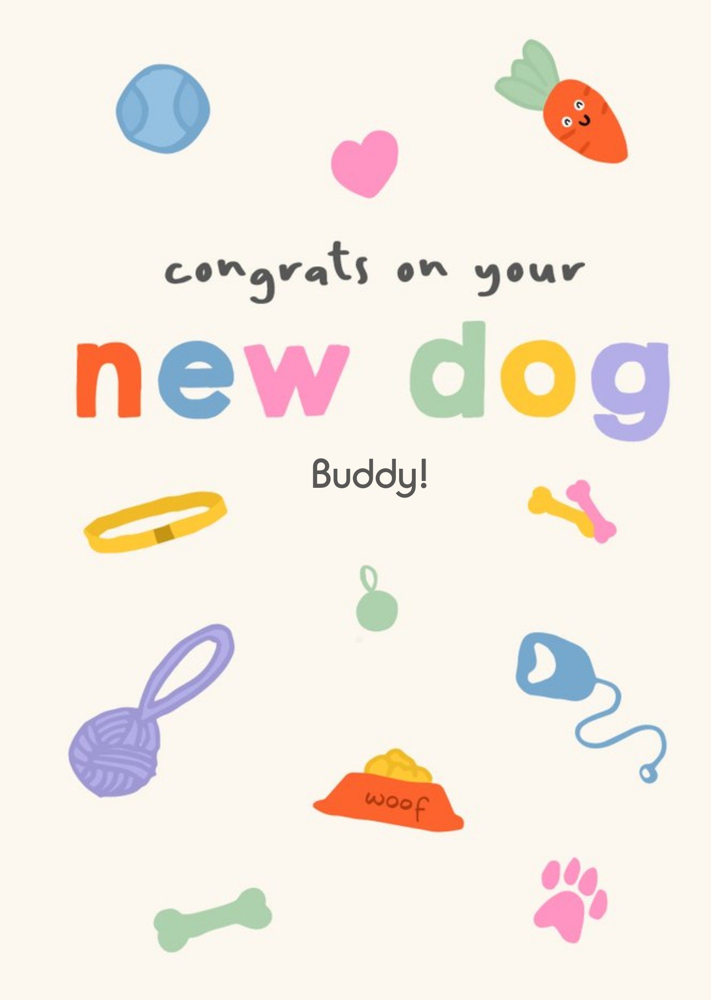 Illustrated Congrats On Your New Dog Card Ecard