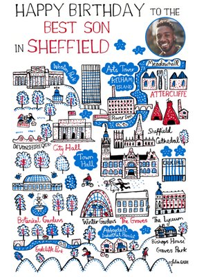 Vibrant Collage Illustration Of Sheffield Photo Upload Birthday Card