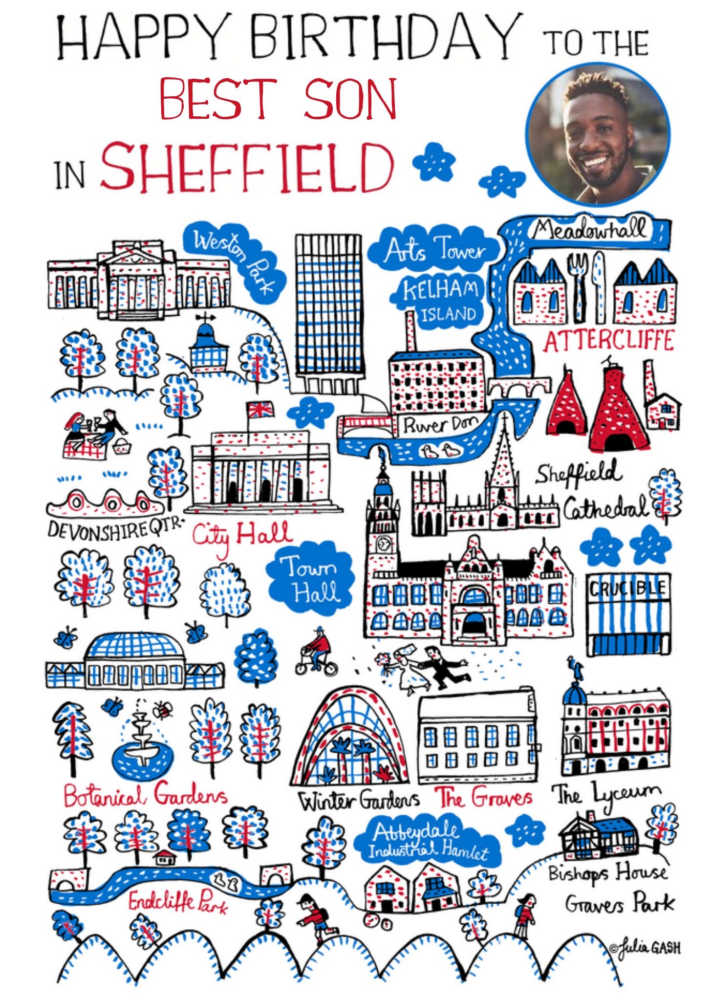 Vibrant Collage Illustration Of Sheffield Photo Upload Birthday Card Ecard