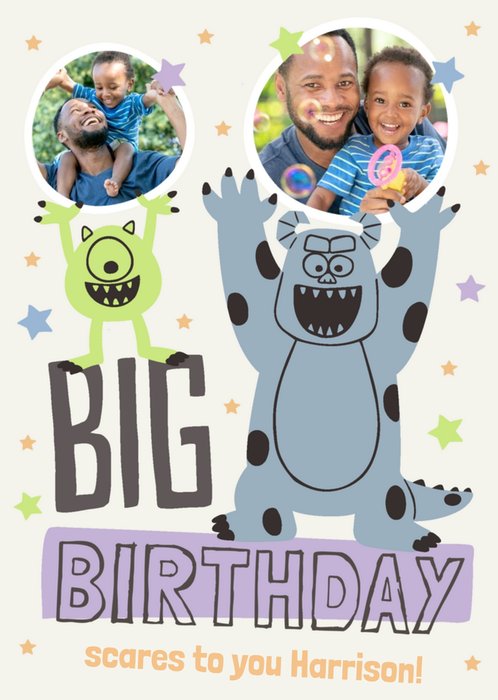 Disney Monsters Inc Photo Upload Birthday Card
