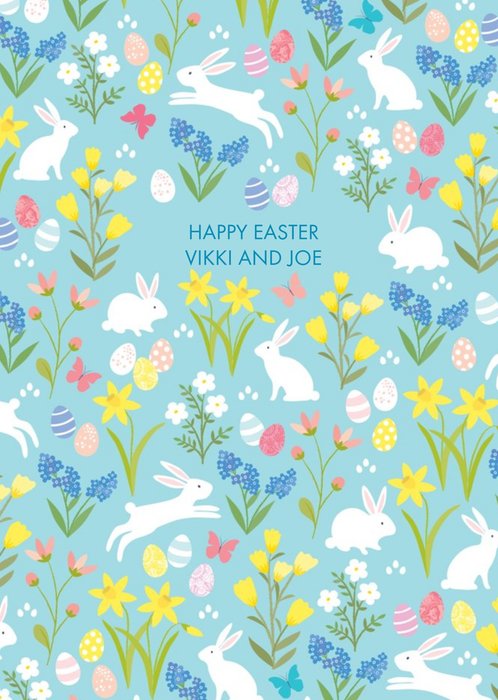 Easter day Card - Happy Easter - Easter eggs - Bunnies