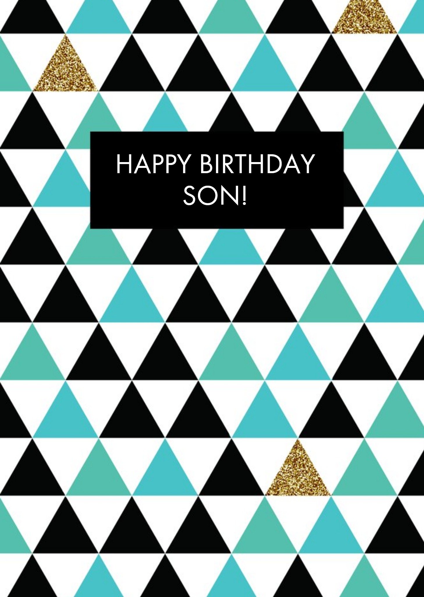 Moonpig Turquoise Geometric Shapes Personalised Happy Birthday Card For Son Ecard