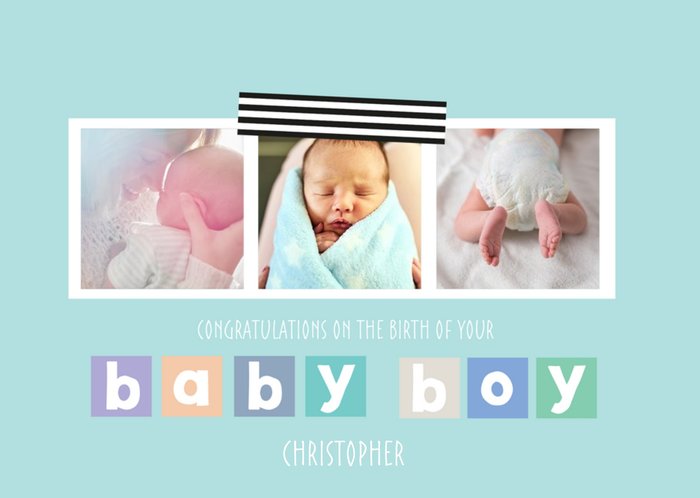 New baby boy photo upload card